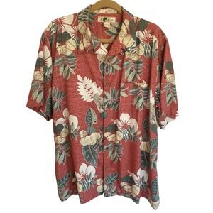 Joe Marlin Red Floral Print Hawaiian Shirt Mens‎ Size XXL Vacation Resort Cruise